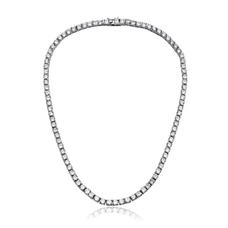 Genevive Sterling Silver with 3mm Colored Cubic Zirconia 16 Inch Tennis Necklace