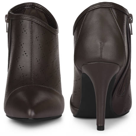 Allegra K- Perforated Stiletto Heels Ankle Booties