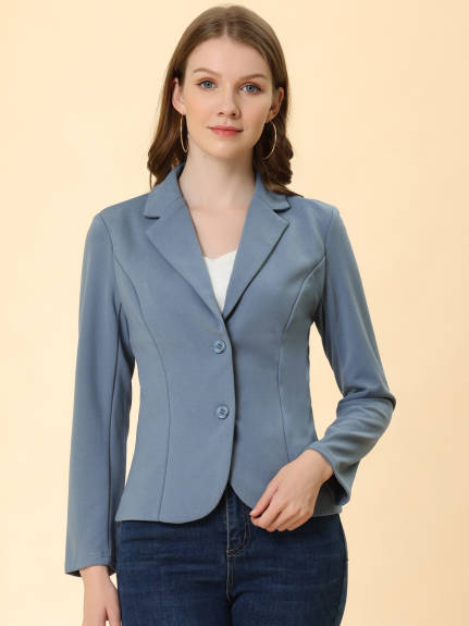 Allegra K- Lapel Collar Stretchy Jacket Suit Blazer