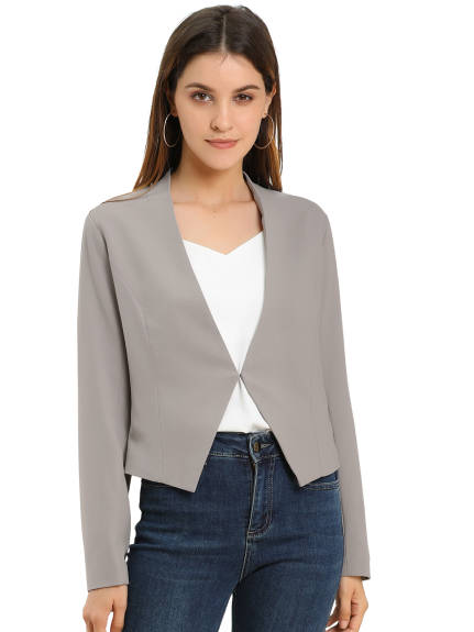 Allegra K- Suit Collarless Cropped Blazer Jacket