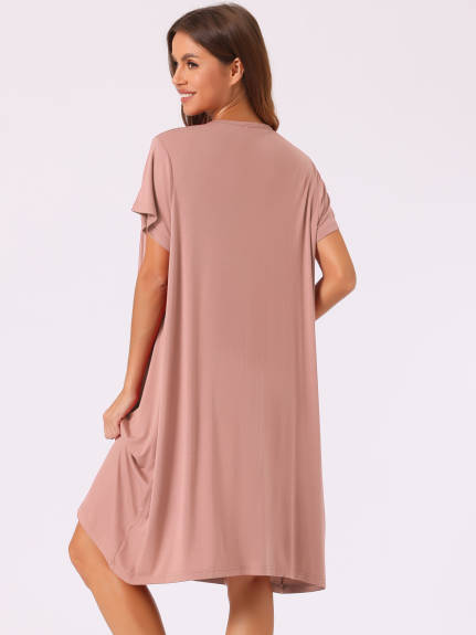 Cheibear - Cotton Short Sleeve Loose Nightgown