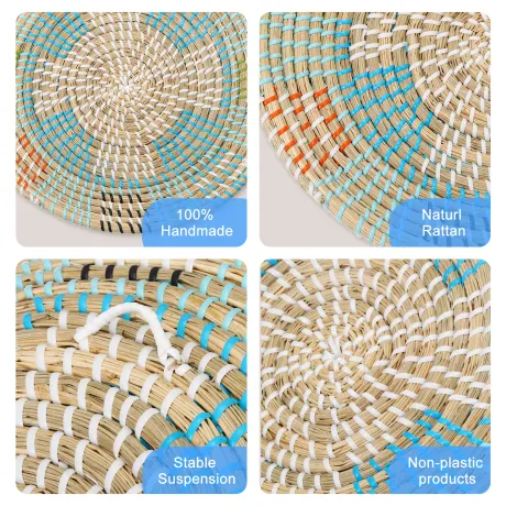 Unique Bargains- Bohemian Woven Wall Basket Decor 4pcs Set