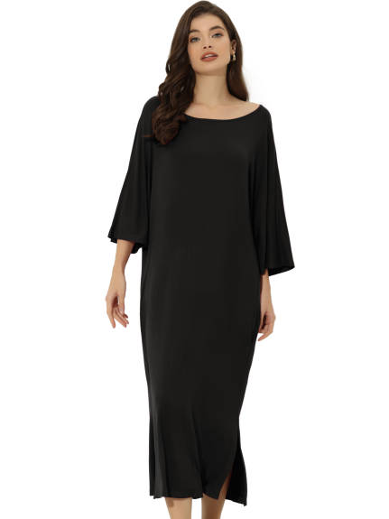 cheibear - 3/4 Sleeve Nightgown Long Sleep Shirt