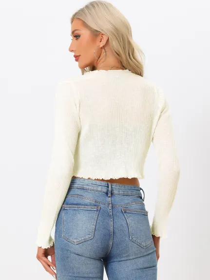 Allegra K- Crop Knit Open Front Cardigan