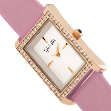 Sophie and Freda - Montre Wilmington avec bracelet en cuir et cristaux Swarovski - Rose