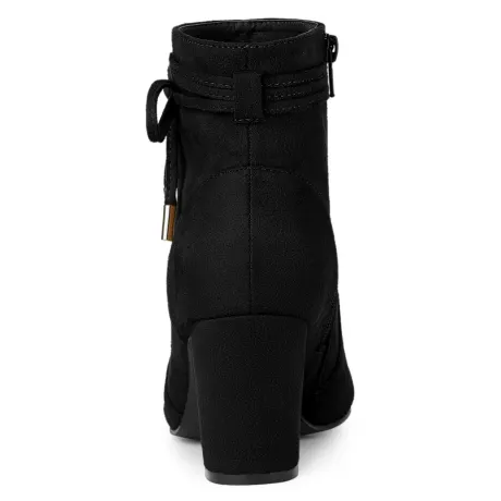 Allegra K - Bottines à bout pointu et talon épais avec fermeture éclair