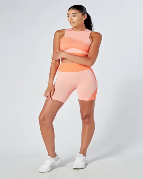 Twill Active - Short de cyclisme recyclé Body Fit Colour Block - Corail