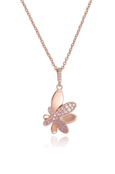 Collier à pendentif papillon en pavé d'or