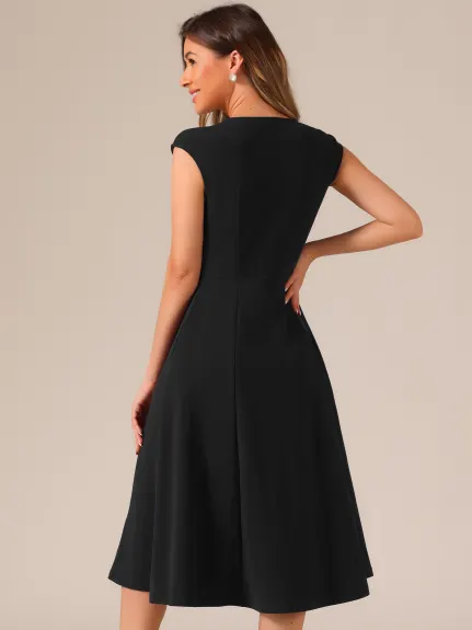 Allegra K - Elegant Cinched Waist A-Line Dress