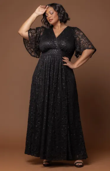 Kiyonna Luminous Sequin Lace Long Gown (Plus Size)