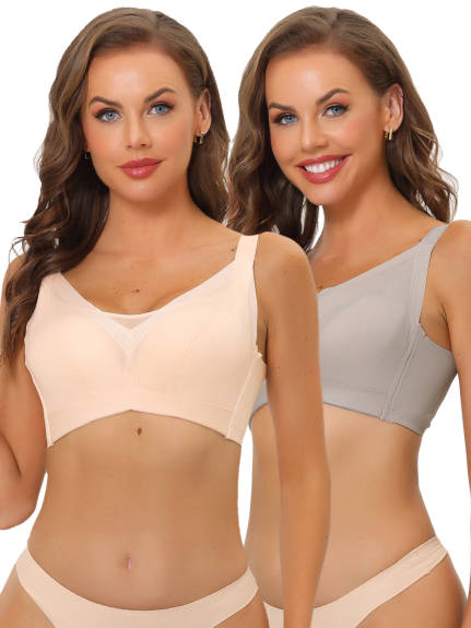 Allegra K - Mesh Full Coverage Underwire Bra Pack, Beige