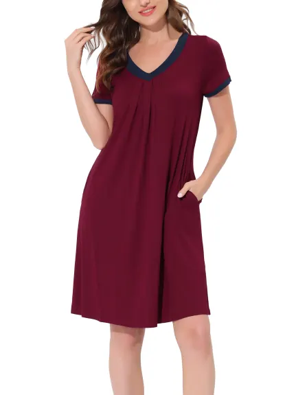 cheibear - Summer V-Neck with Pockets Lounge Nightgown