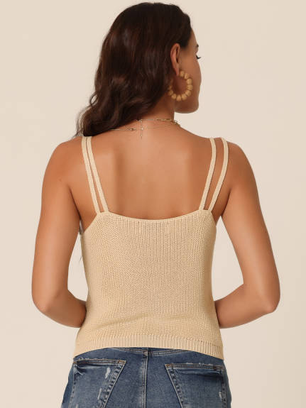 Allegra K - Summer Spaghetti Strap Knit Camisole Top