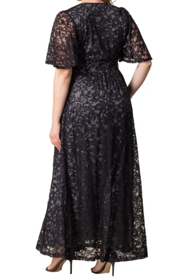 Kiyonna Luminous Sequin Lace Long Gown (Plus Size)