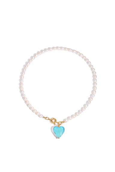 Classicharms-Esmée Glaze Heart Pendant Pearl Necklace