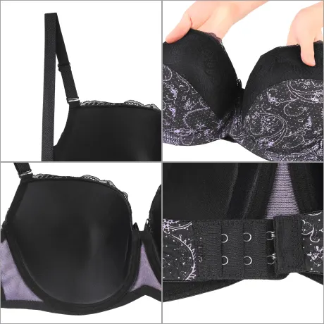 Allegra K- 2 pièces Push-Up Underwire bretelles réglables ensemble de soutien-gorge