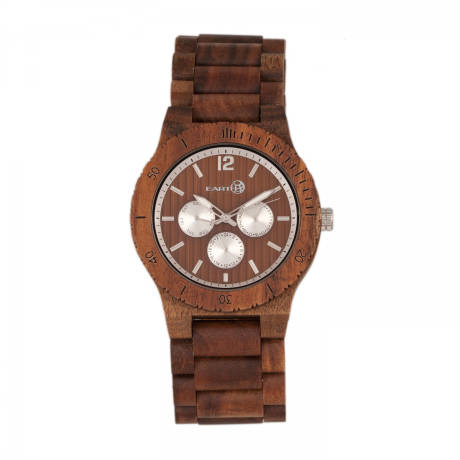 Earth Wood - Montre-bracelet Bonsai avec jour/date - Rouge