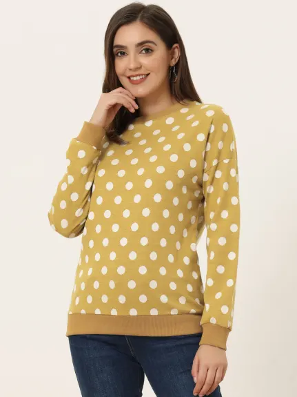 Allegra K- Knitted Pullover Top Polka Dots Sweater