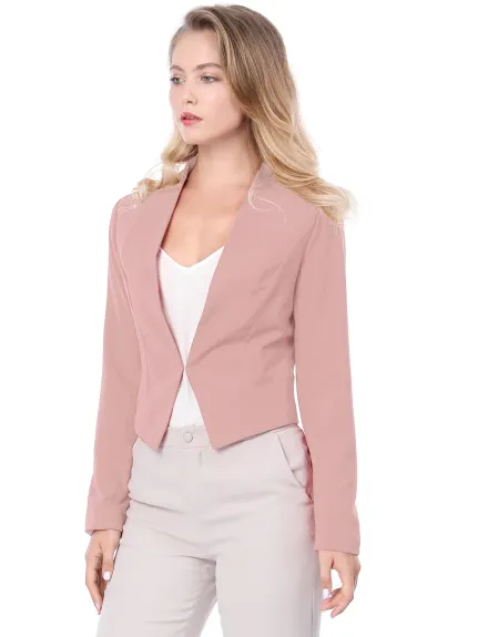 Allegra K- Suit Collarless Cropped Blazer Jacket