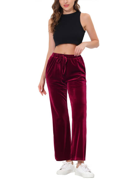 cheibear - Pajama Bottoms Velvet Wide Leg Sleep Trousers