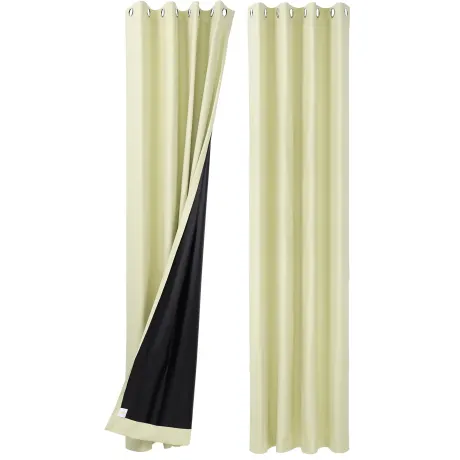 PiccoCasa- 100% Blackout Waterproof Grommet Curtains with Black Liner, 2 Panels Set 52 x 108 Inch