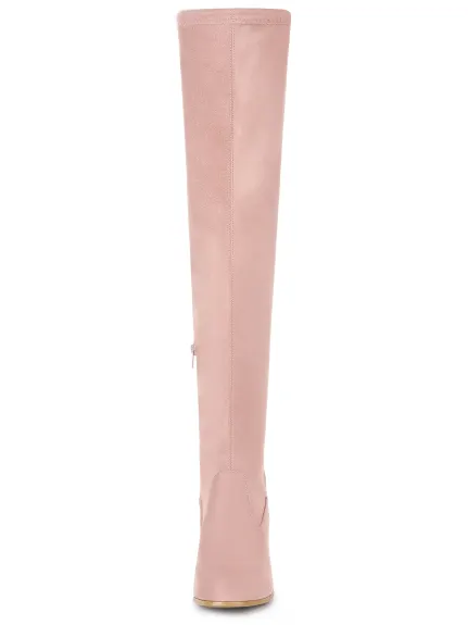 Allegra K- Chunky Heel Tied Over the Knee High Boots