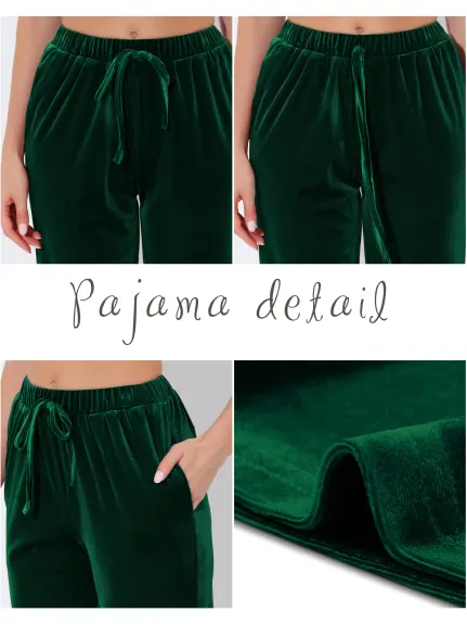 cheibear - Pajama Bottoms Velvet Wide Leg Sleep Trousers