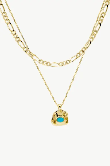 Aria Gold Gemstone Pendant Necklace Layer Set-Translucent White