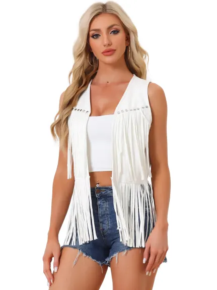 Allegra K- Fringe Open Front Tassel Cardigan