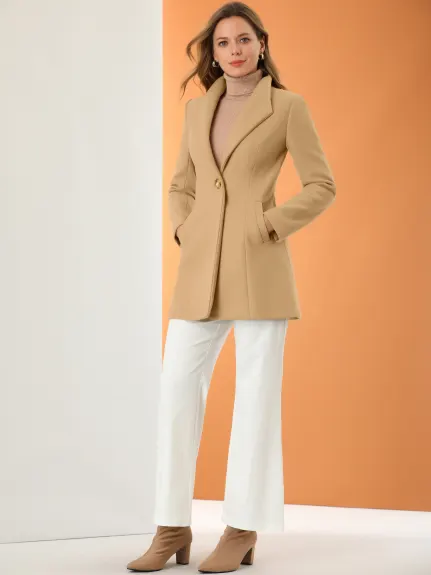 Allegra K- Shawl Collar Button Long Overcoat