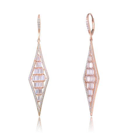 Genevive Sterling Silver Cubic Zirconia Long Drop Earrings