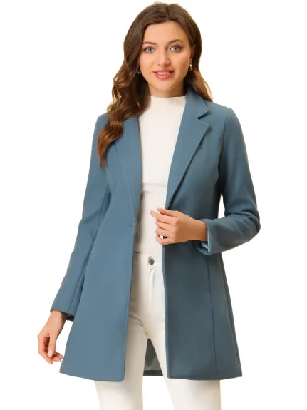 Allegra K- Classic Notched Lapel Long Overcoat