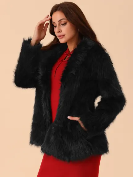 Allegra K - Faux Fur Winter Shaggy Coat