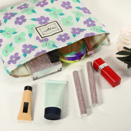 Unique Bargains - Trousse de maquillage de voyage en toile florale