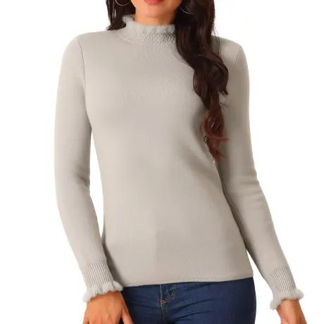 Allegra K - Slim Fit Mock Neck Sweater