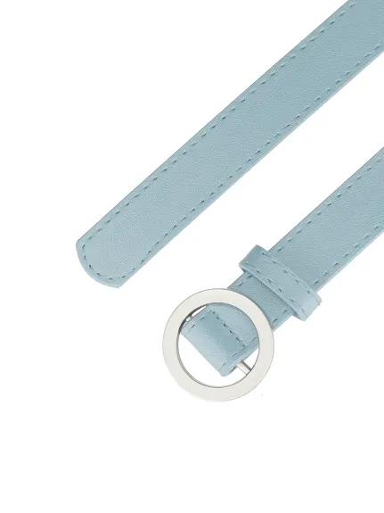 Allegra K- O Ring Metal Buckle Plus Size Thin Nonporous Waist Belt