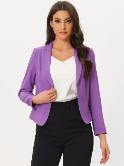 Allegra K- Open Front Crop Suit Blazer Jacket