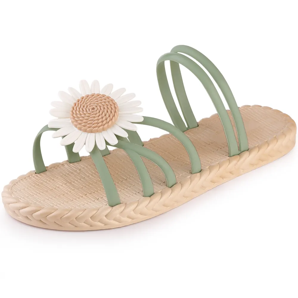 Allegra K - Sunflower Strappy Flat Espadrille Slides Sandals