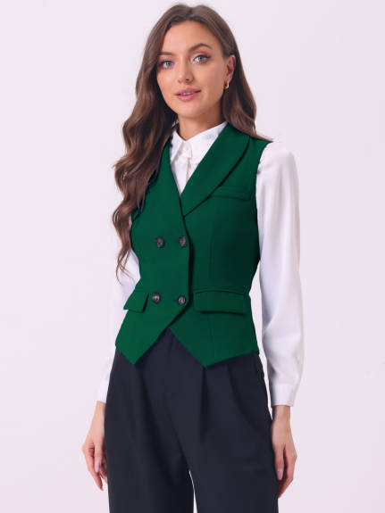 Allegra K- Shawl Lapel Button Racerback Suit Waistcoat Vest