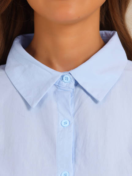 Allegra K - Long Sleeve Button Down Cotton Work Shirt