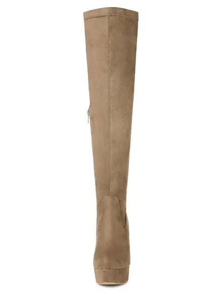 Allegra K - Platform Block Heel Over Knee High Boots