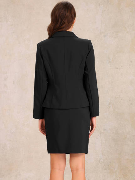 Allegra K - Blazer Pencil Skirt 2 Piece Business Suit