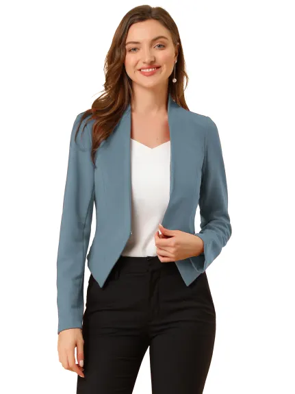 Allegra K- Suit Collarless Cropped Blazer Jacket