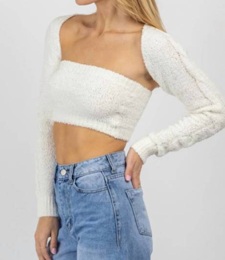 OLIVACEOUS - Match Made Fuzzy Bolero Top