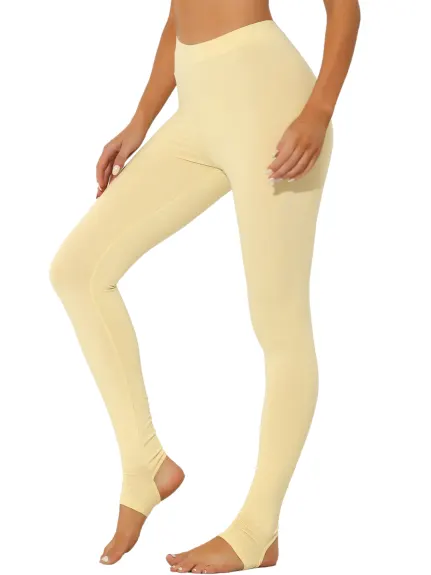 Allegra K - Solid Elastic Yoga Stirrup Leggings Pants