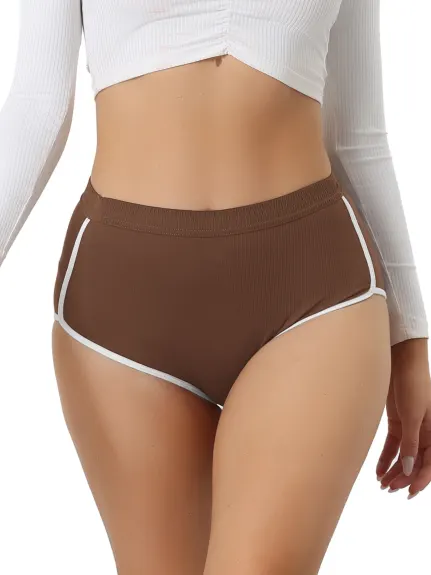 Allegra K- Low Waist Briefs Ribbed Full Coverage Panties