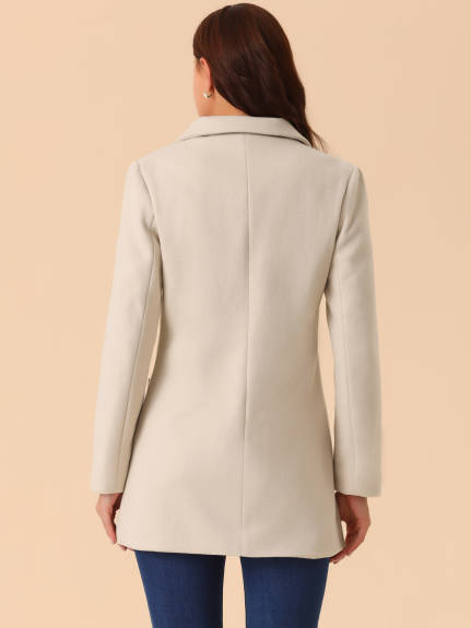 Allegra K - Notch Lapel Mid-Long Winter Peacoat