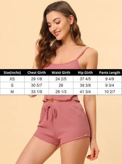 cheibear - Cami Top Shorts Pajama Set Pack, Pink