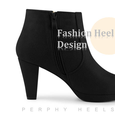 Allegra K- Platform Round Toe Chunky Heels Ankle Boots