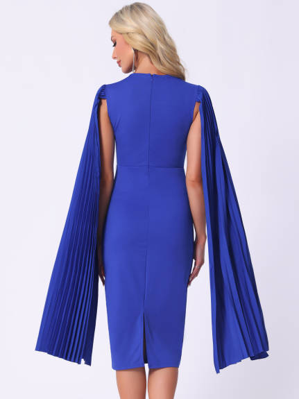 Allegra K - Cloak Sleeve Evening Pencil Cape Dress